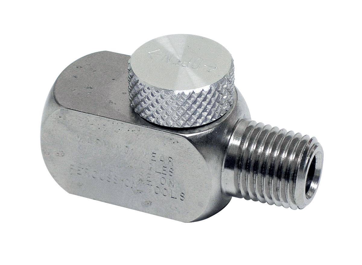 Dynabrade 95745 speed regulator attached to a power tool, showcasing the durable metal construction and adjustable control.