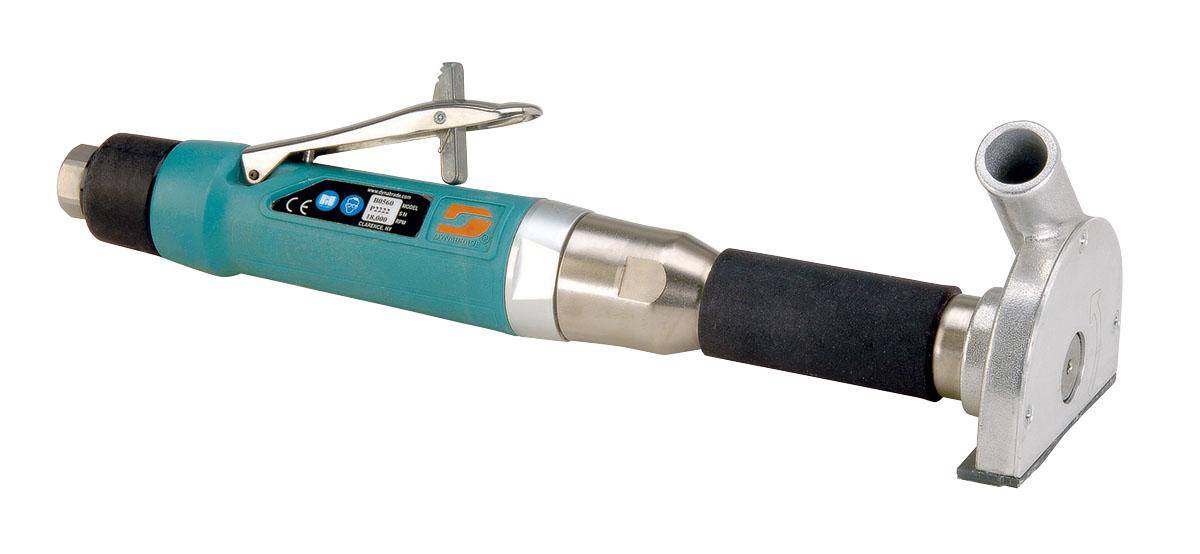 Dynabrade 52537 3-inch straight-line vacuum extension cut-off wheel tool with 1 HP, 18000 RPM, rear exhaust, 3/8-inch-24 spindle thread.