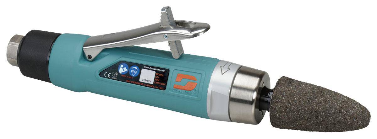 Dynabrade 52718 cone or plug wheel grinder with 1 HP, straight-line design, 20,000 RPM, rear exhaust, 3/8-inch-24 spindle thread.