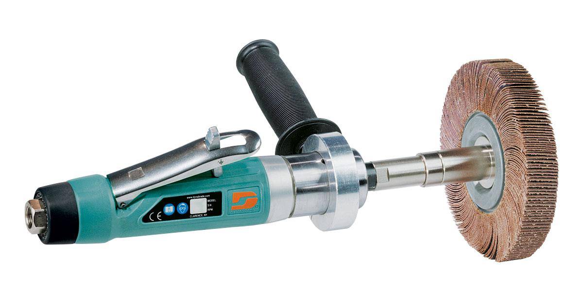 Dynabrade Dynastraight 13507 finishing tool, 1 HP straight-line grinder with 1/2 inch arbor and rear exhaust, 4500 RPM.