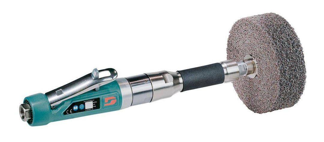 Dynabrade Dynastraight 13511 finishing tool with 6-inch extension, 1 HP, straight-line design, rear exhaust, 5/8 or 1-inch arbor.