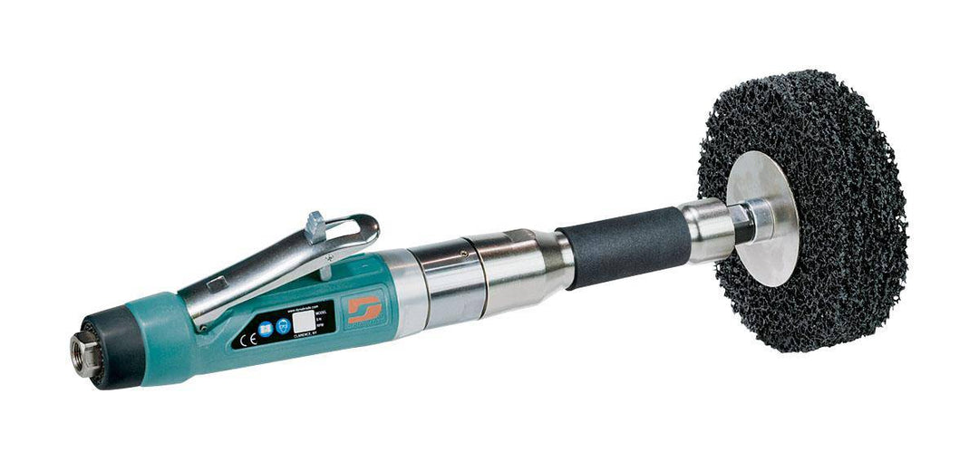 Dynabrade Dynastraight 13512 6-inch extension finishing tool with 1 HP, straight-line grinder, rear exhaust, 1/2 inch arbor.