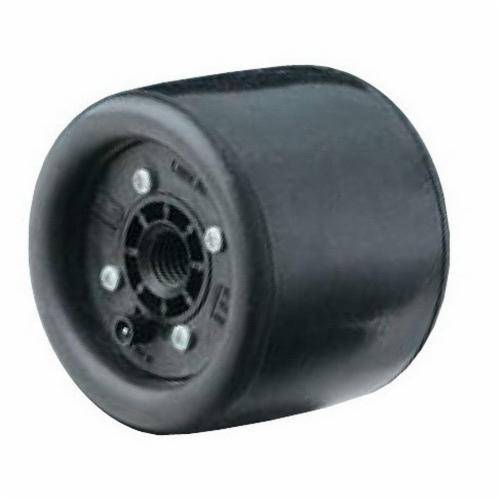 Dynabrade 94500 rubber wheel for industrial grinders, shown in a close-up image of the black rubber wheel with metal hub.