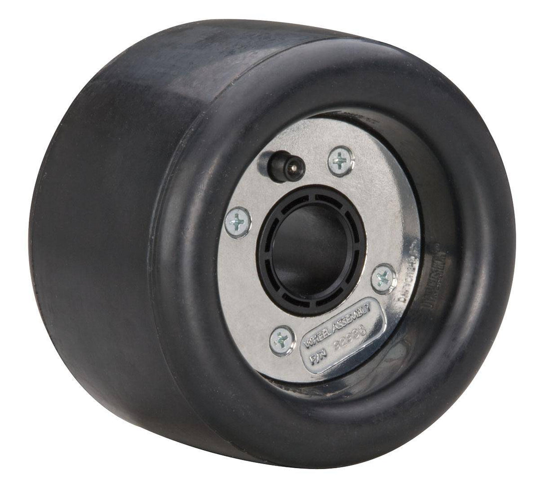 Dynabrade Dynacushion pneumatic wheel, 5-inch diameter by 3.5-inch width, standard Dynacushion wheel for industrial tools.