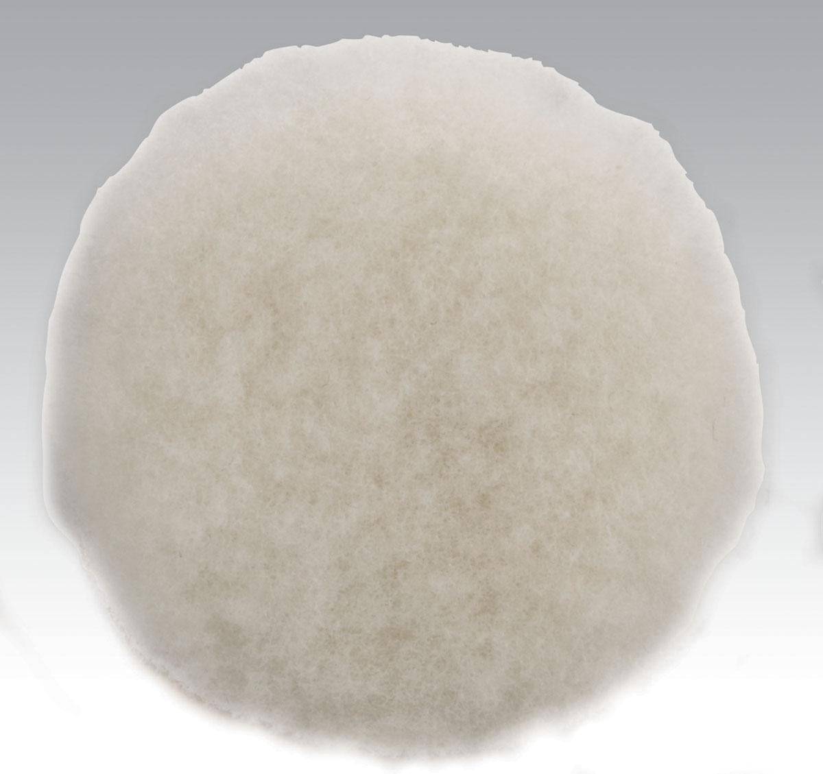 Dynabrade 90080 3-inch wool polishing pad with natural sheepskin wool for buffing and finishing applications.
