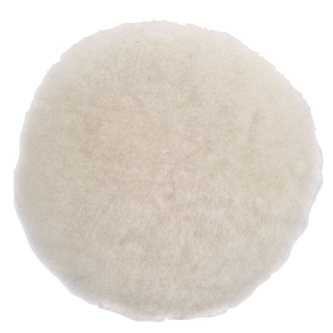 Dynabrade 90081 wool polishing pad with natural sheepskin wool, 5-inch diameter for polishing and buffing surfaces.