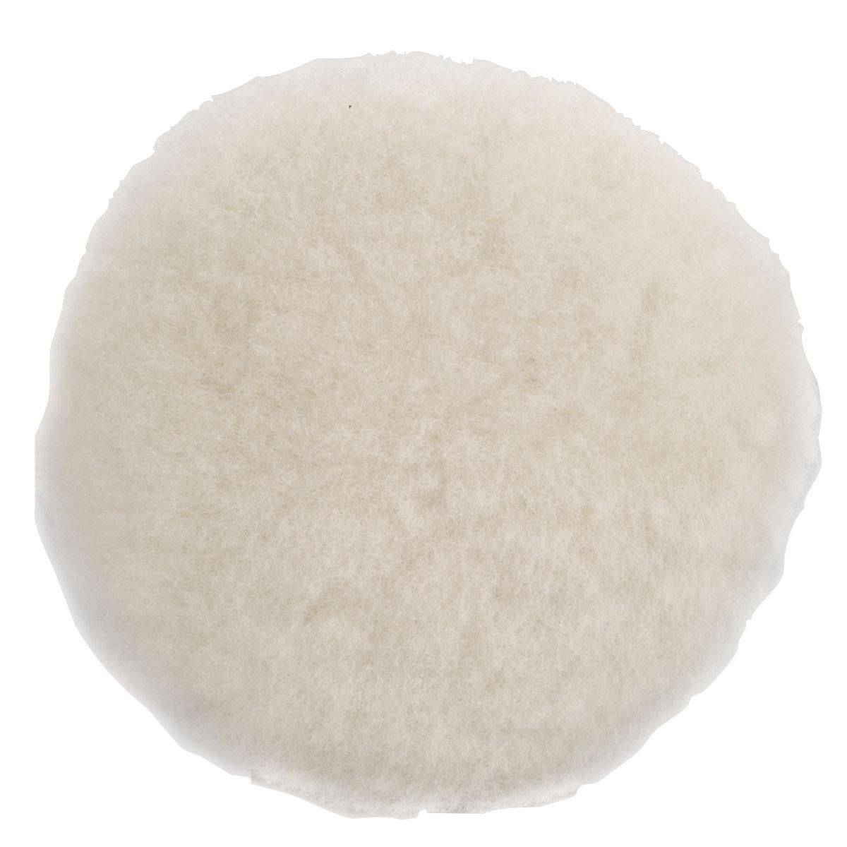 Dynabrade 90081 wool polishing pad with natural sheepskin wool, 5-inch diameter for polishing and buffing surfaces.