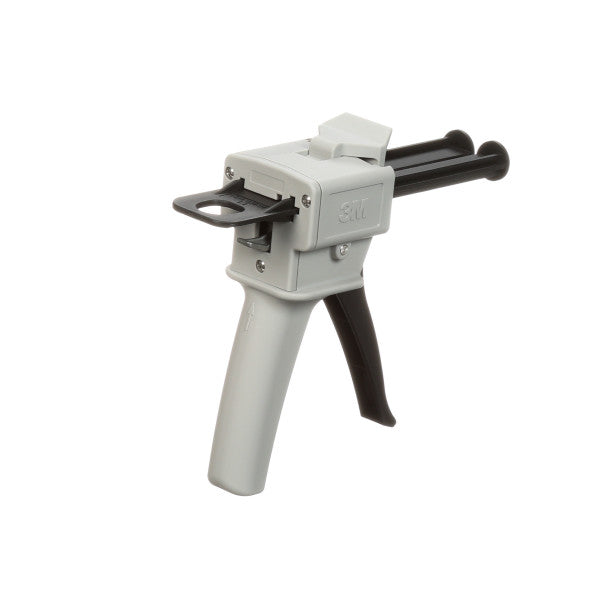 3M Scotch-Weld EPX Plus II manual applicator with universal plunger for 50 ml adhesive cartridges, shown with applicator tool.