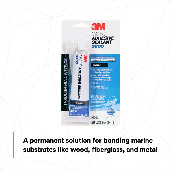 3M 5205 - Marine Grade Adhesive Sealant 5200 in Black - 3 fl. Oz (88 ml) 7000142659