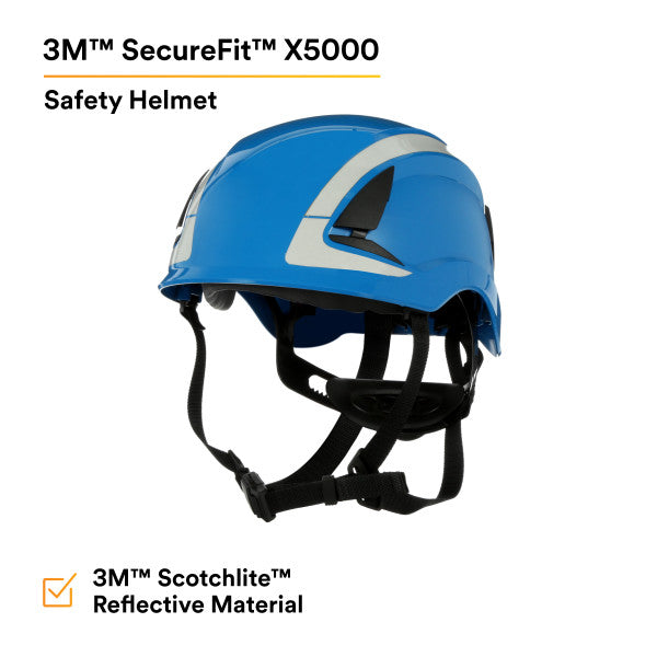 3M SecureFit X5003X-ANSI - X5000 Series Safety Helmet Blue with Scotchlite Reflective Material 7100175556