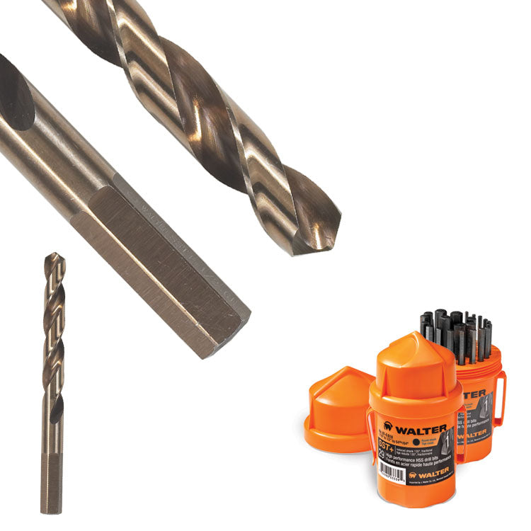 WALTER 01A010 5/32 inch SST Jobber drill bit with quick shank, showing sharp cutting edges and sturdy construction.