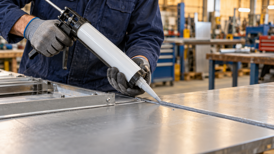 Illustrative application scene of sealing a metal panel joint