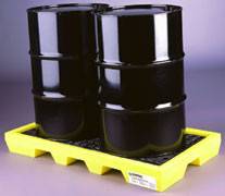 Enpac 5117-YE two-drum workstation with 53 x 28.5 x 5.6-inch dimensions, featuring sturdy drum storage and workspace.