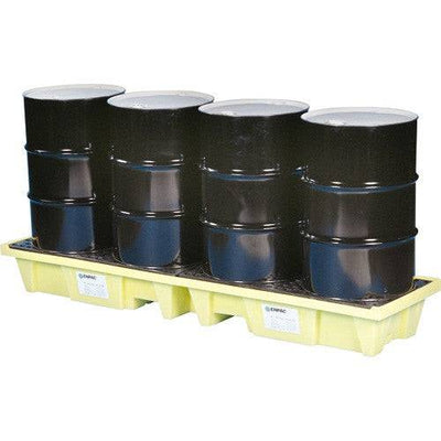Enpac 5102-YE - In-Line Poly-Spillpallet 3000 (4 Drum) 98 X 25.25 Inch X 12 Inch - eGrimesDirect