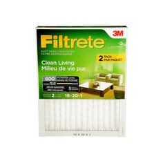 3M 9830DC-2PK - Filtrete Clean Living Dust Reduction Filter MPR 600 16 in x 20 in x 1 in 2 per pack 3M 7100132389 7100132389