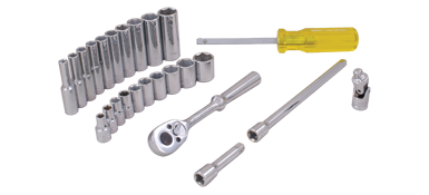 Gray 15025 - 25 PIECE 1/4" DRIVE, 6 POINT SAE STANDARD & DEEP, CHROME SOCKET & ATTACHMENT SET GRAY TOOLS 15025 - eGrimesDirect