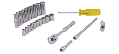 Gray 15125 - 25 PIECE 1/4" DRIVE, 12 POINT SAE STANDARD &amp; DEEP, CHROME SOCKET &amp; ATTACHMENT SET GRAY TOOLS 15125 - eGrimesDirect