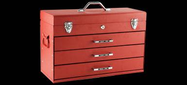 Gray 97103A 21-inch hand box with three drawers, durable gray metal storage container for tools and small items.