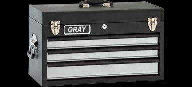 Gray Marquis Series hand box with three drawers, featuring a gray finish and sturdy construction for tool storage.