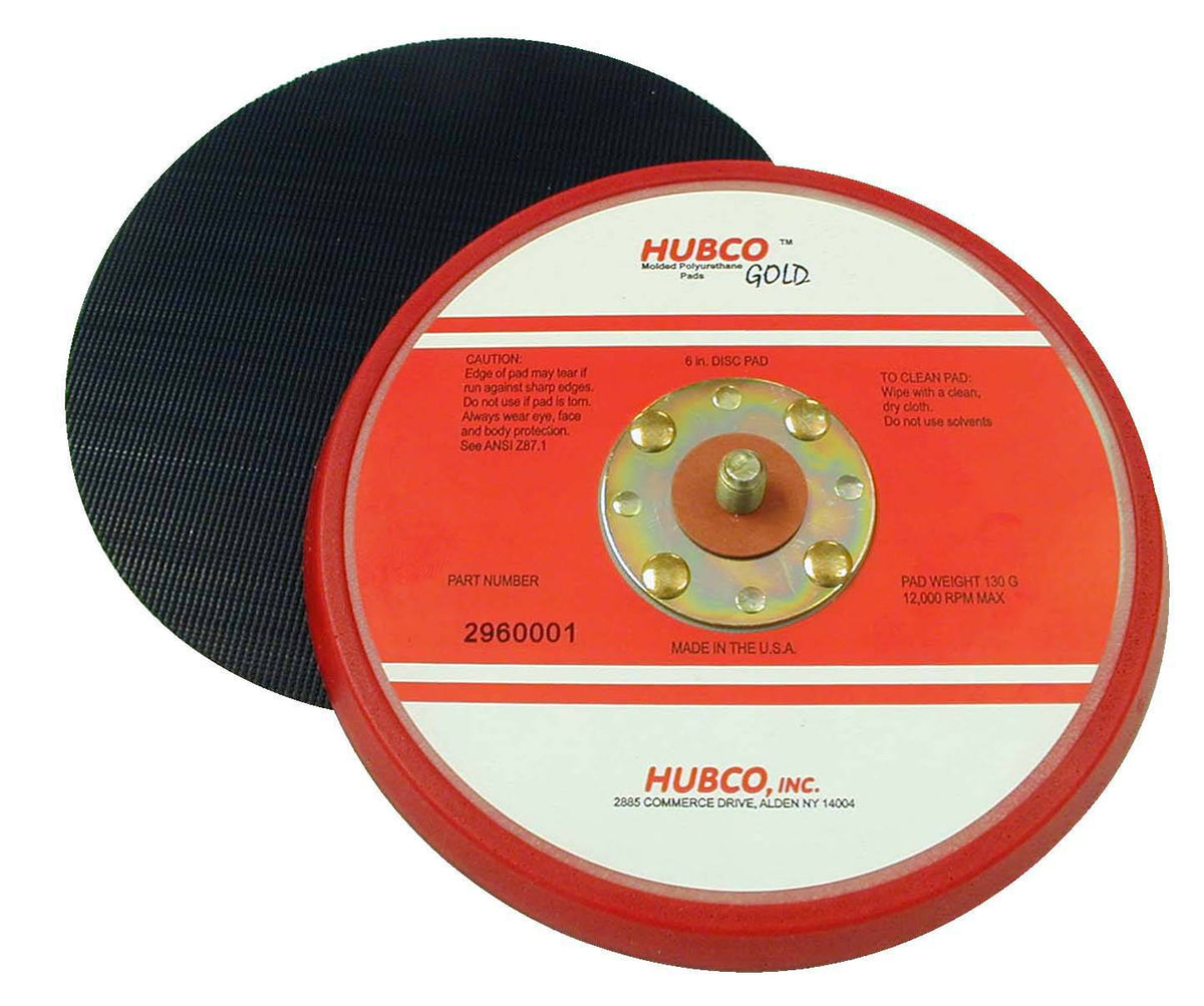 Hubco 2960001-B 6-inch no-hole low profile red backup pad for sanding and polishing applications.