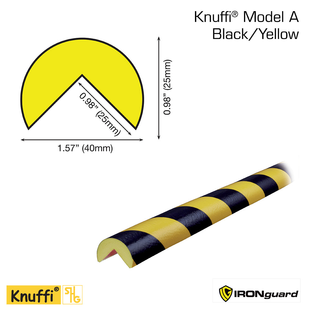 Ideal Whs Innovations 60-6702 - Knuffi Model A Corner Bumper Guard Black/Yellow 1M - eGrimesDirect
