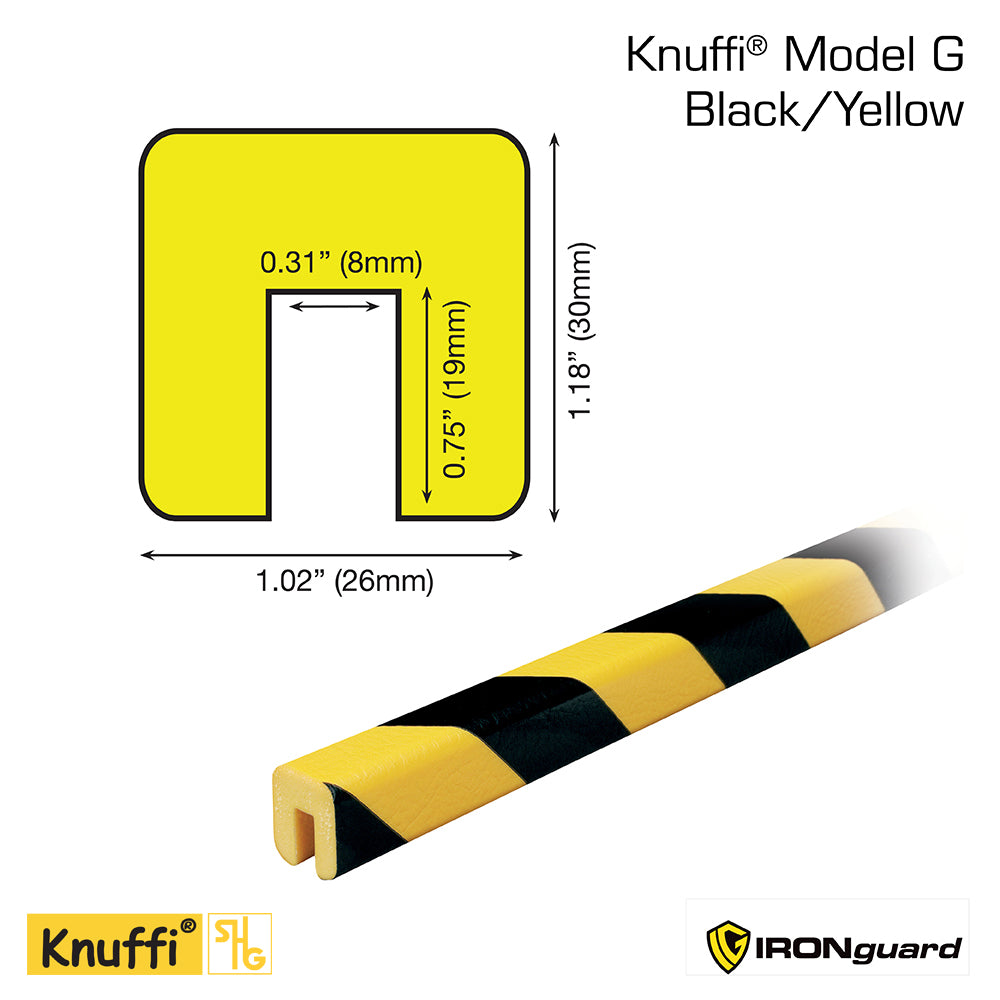 Ideal Whs Innovations 60-6762 - Knuffi Model G Edge Bumper Guard Black/Yellow 1M - eGrimesDirect