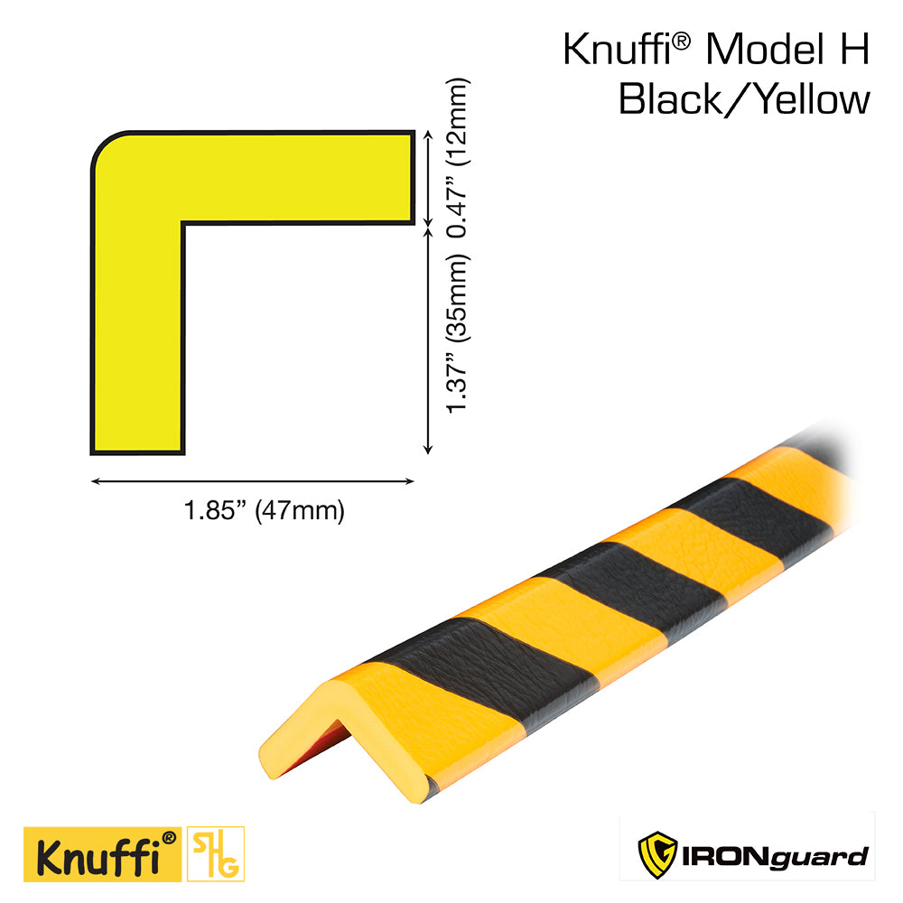 Ideal Whs Innovations 60-6770 - Knuffi Model H Corner Bumper Guard Black/Yellow 5M - eGrimesDirect