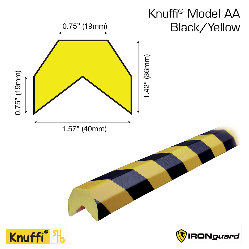 Ideal Whs Innovations 60-6810 - Knuffi Model Aa Corner Bumper Guard Black/Yellow 5M - eGrimesDirect
