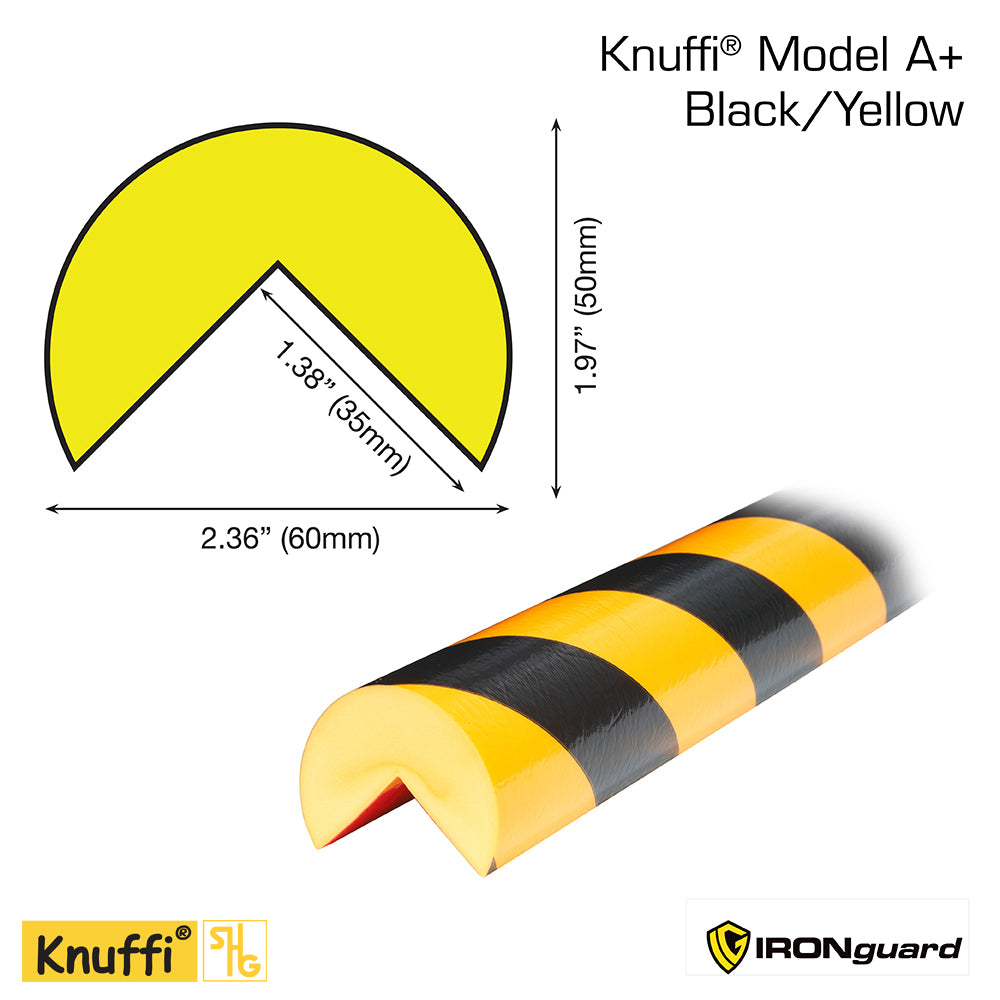 Ideal Whs Innovations 60-6854 - Knuffi Model A+ Corner Bumper Guard Black/Yellow 1M - eGrimesDirect