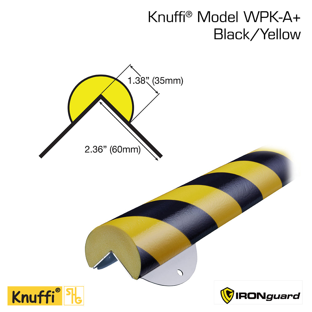 Ideal Whs Innovations 60-6866 - Knuffi Model A+ Corner Wall Protection Kit Black/Yellow 1/2M - eGrimesDirect