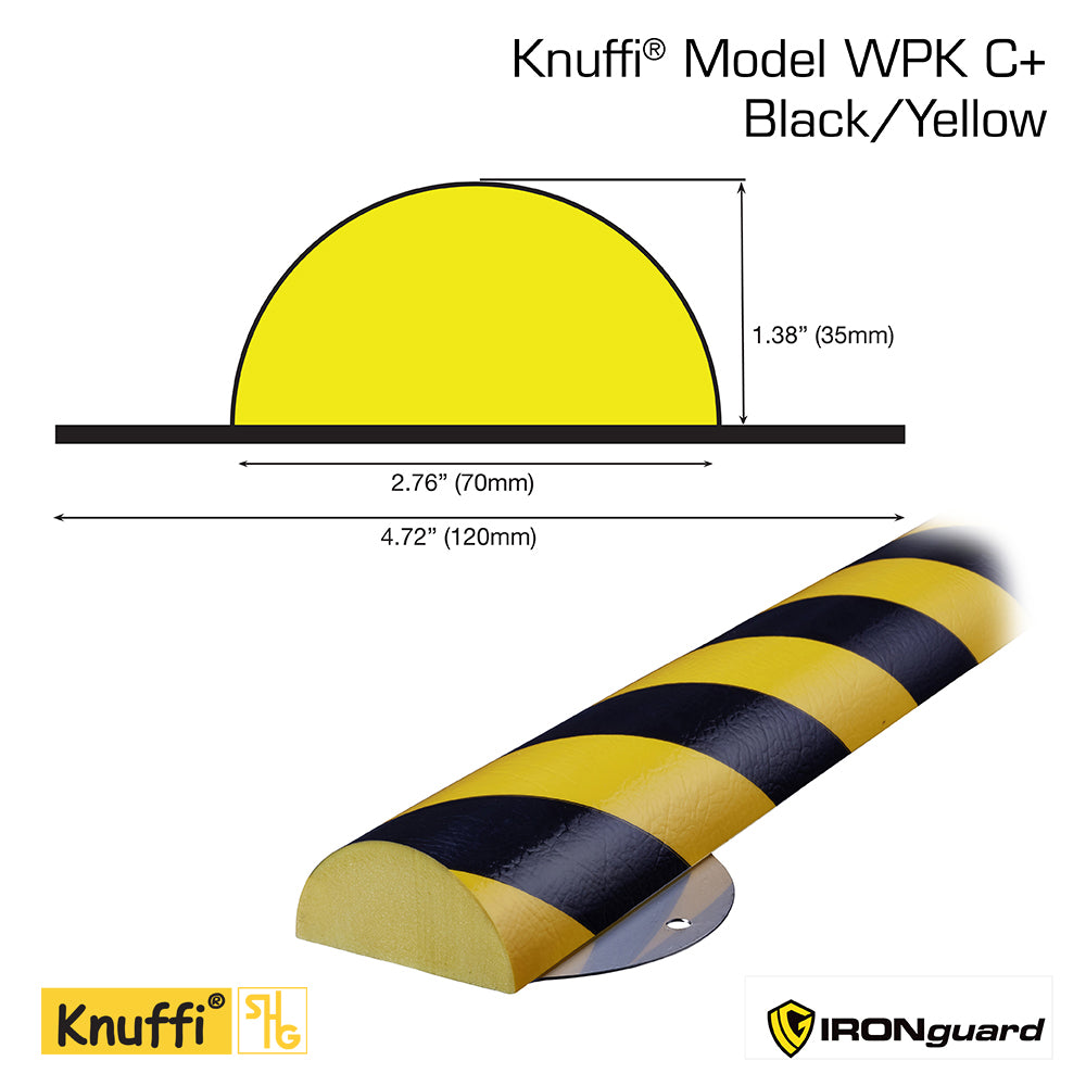 Ideal Whs Innovations 60-6869 - Knuffi Model C+ Surface Wall Protection Kit Black/Yellow 1M - eGrimesDirect