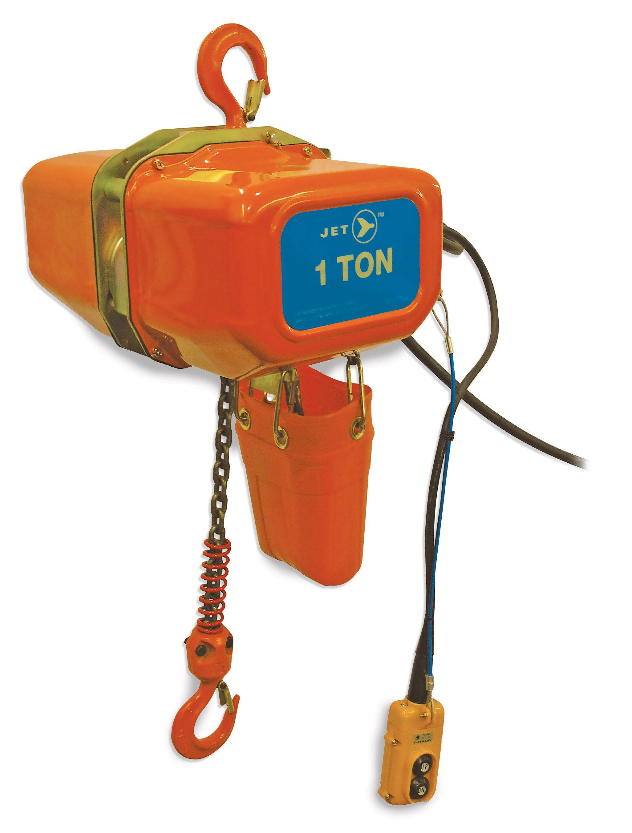 Jet FA1-1S - 1 Ton 15' Lift 115/230V 1Ph Electric Chain Hoist Heavy ...