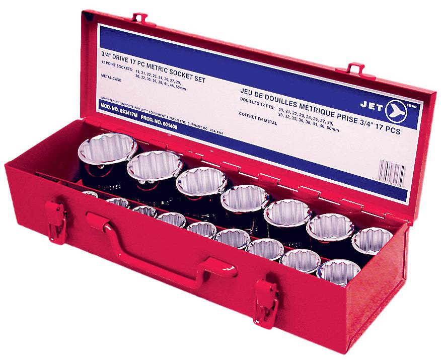 Jet 17 Piece 3/4 Inch Dr Metric Socket Set 12 Point