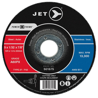 JET Power-Xtreme 501670  -  Type 27 Cut-Off Wheel 4.5 Inch x 1/32 Inch x 7/8 Inch (A60PX) - eGrimesDirect
