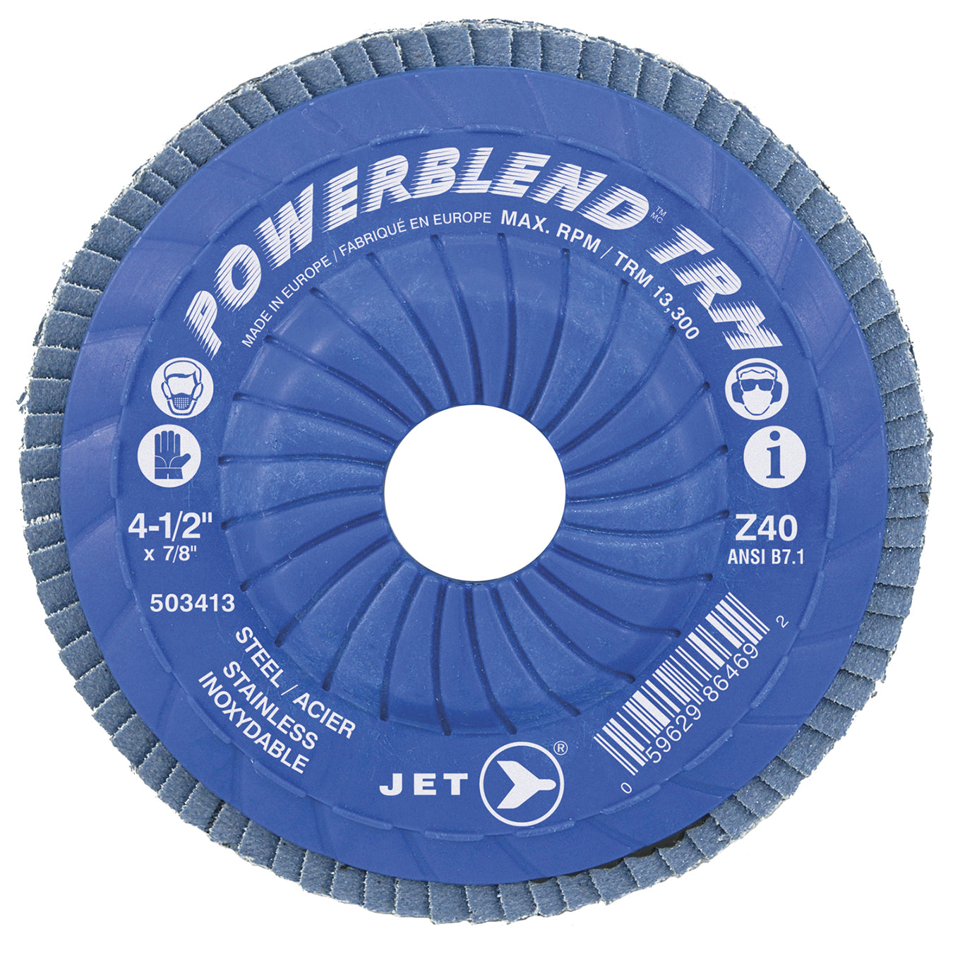 Jet 5 Inch X 7/8 Inch Type 29 60 Grit Powerblend Zirconia Alumina Flap Disc