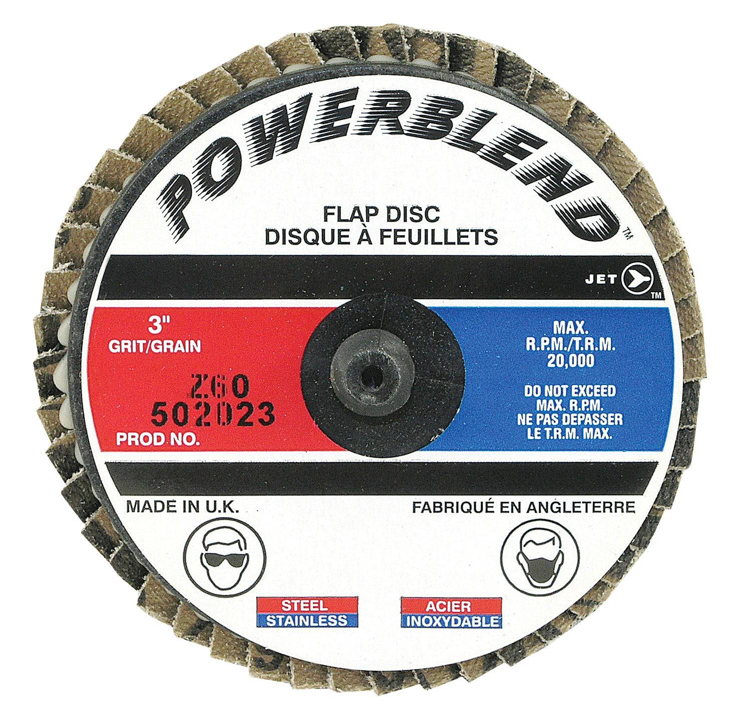Jet 3 Inch Quickchange Flap Roll-on Type R Disc 60 Grit Zirconia Alumina