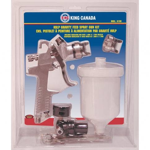 King Canada 8190 - Pneumatic Spray Guns Kit Gravity Feed Hvlp - eGrimesDirect