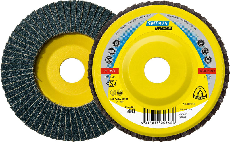 Klingspor 321716 - Flap Disc 4-1/2 Inch X 7/8 Inch Convex 12 Degree 80 Grit SMT925 Zirconia Alumina - eGrimesDirect
