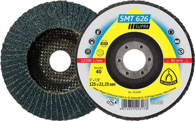 Klingspor 321689 - Flap Disc 4-1/2 Inch X 7/8 Inch Convex 6 Degree 40 Grit SMT626 Zirconia Alumina - eGrimesDirect