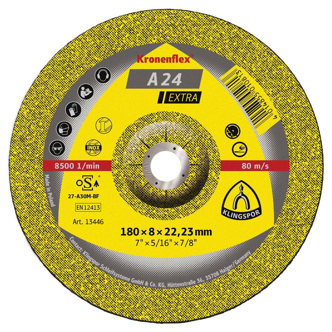 Klingspor 189004 - DEPRESSED CENTRE GRINDING DISCS 4X1/4X5/8 A24EX KLINGSPOR 189004 - eGrimesDirect