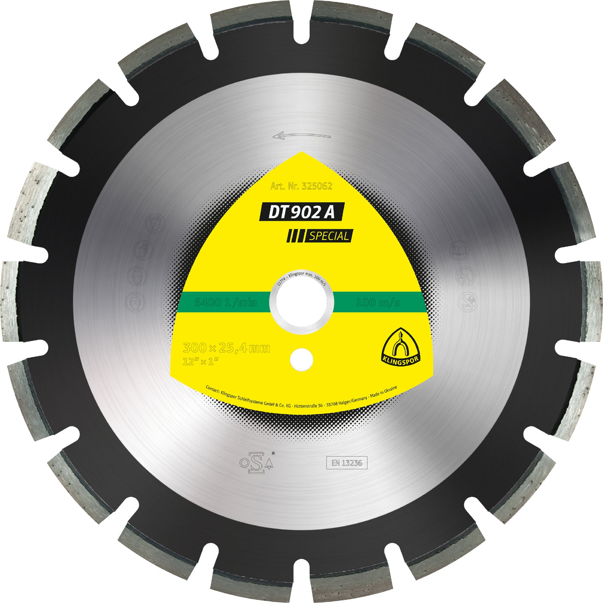 Klingspor 325130 - Large diamond cutting blade DT902 Special 18 Inch x 1 Inch with 25 segments - eGrimesDirect