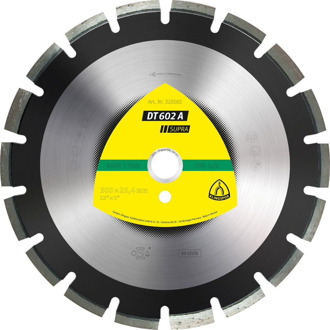 Klingspor 325171 - Large diamond cutting blade DT602 Supra 20 Inch x 1 Inch with 30 segments - eGrimesDirect