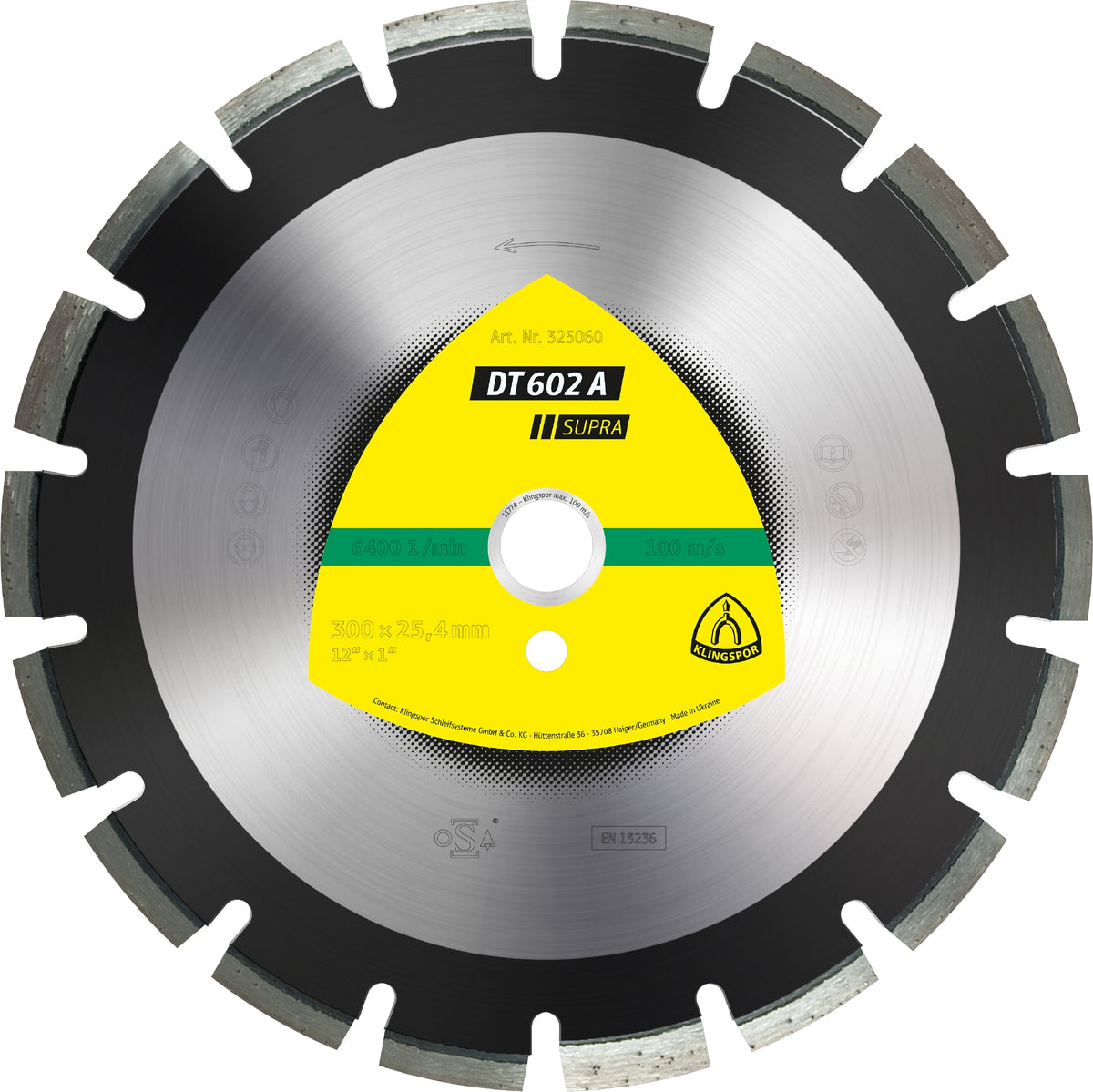 Klingspor 325171 - Large diamond cutting blade DT602 Supra 20 Inch x 1 Inch with 30 segments - eGrimesDirect
