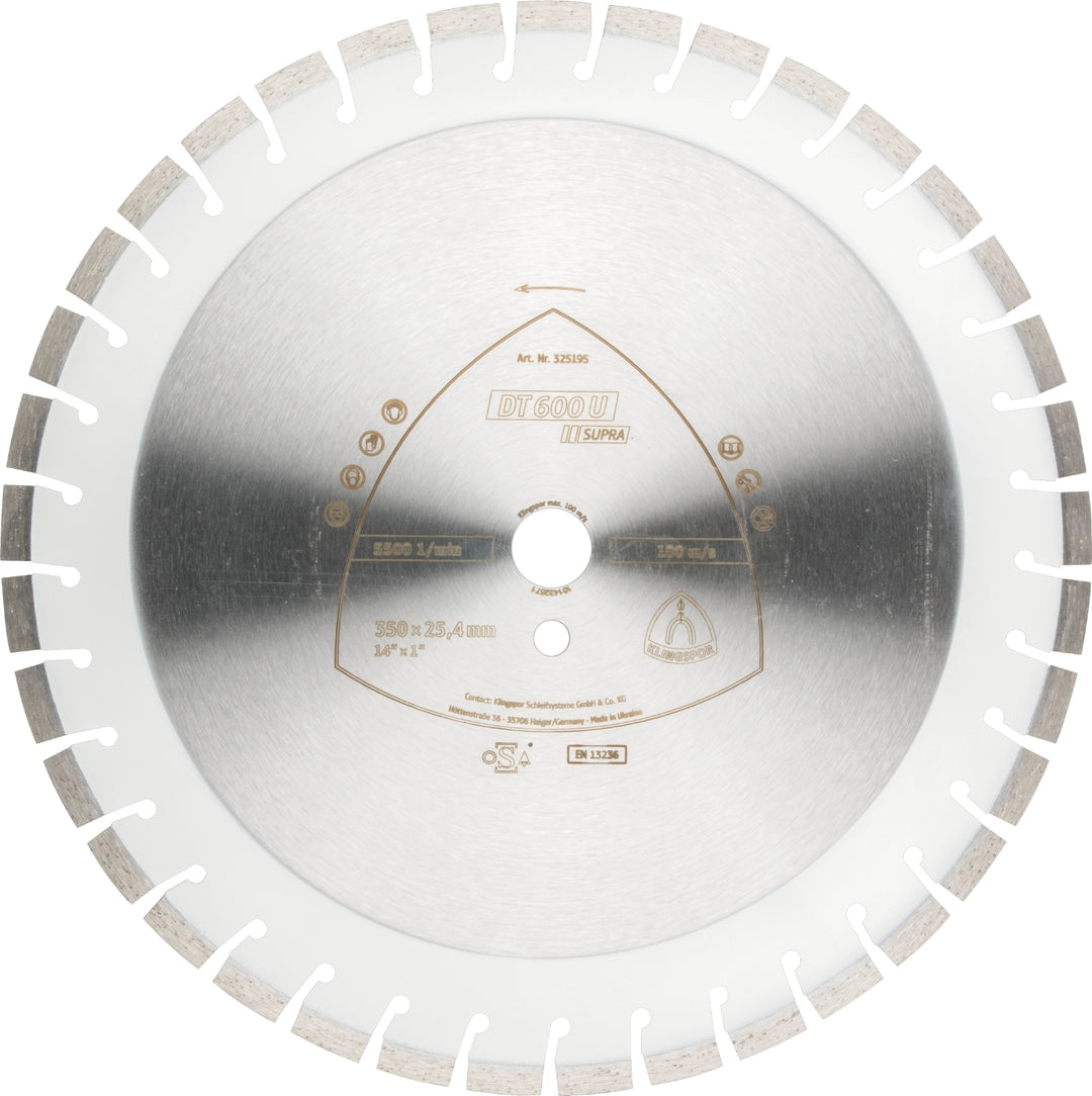 Klingspor 325201 - Large diamond cutting blade DT600 Supra 18 Inch x 1 Inch with 48 segments - eGrimesDirect
