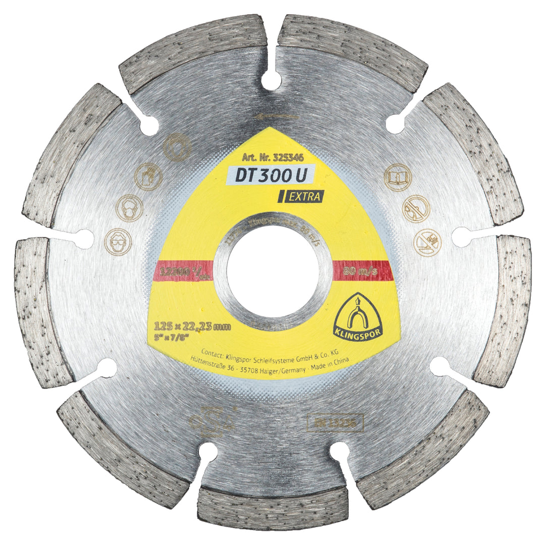 Klingspor 325345 - Diamond Wheels DT/EXTRA/DT300U/S/4-1/2X1/16X7/8/8S/7 Klingspor 325345 - eGrimesDirect
