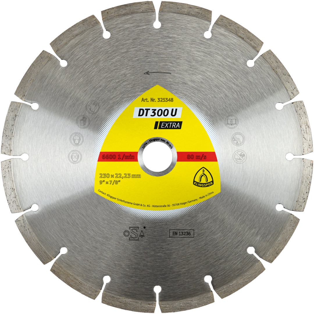 Klingspor 325347 - Segmented Diamond cutting blades for angle grinders DT300 Extra 7 Inch x 7/8 Inch with 13 segments - eGrimesDirect