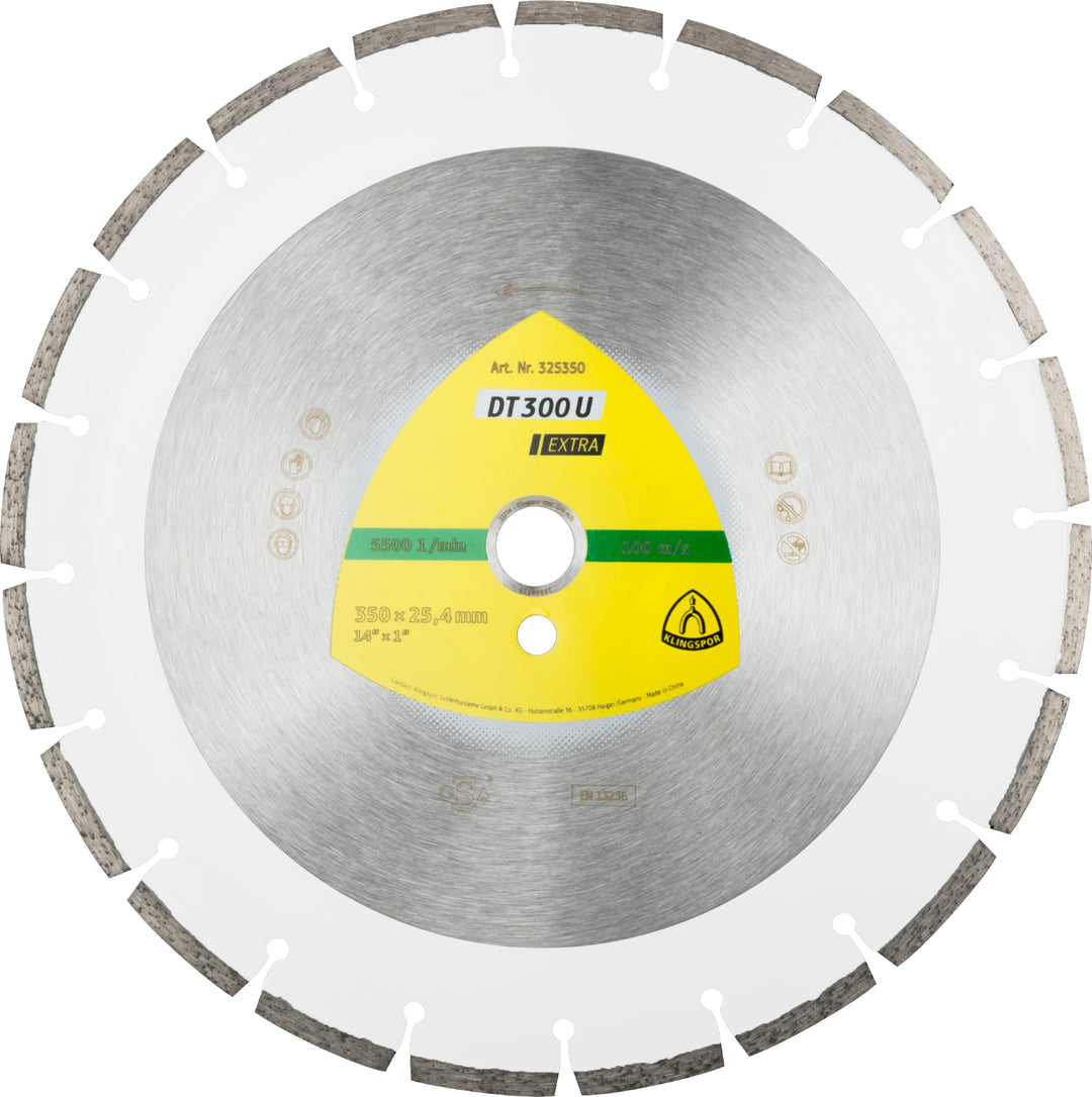 Klingspor 325351 - Large diamond cutting blade DT300 Extra 12 Inch x 1-3/16 Inch with 17 segments - eGrimesDirect