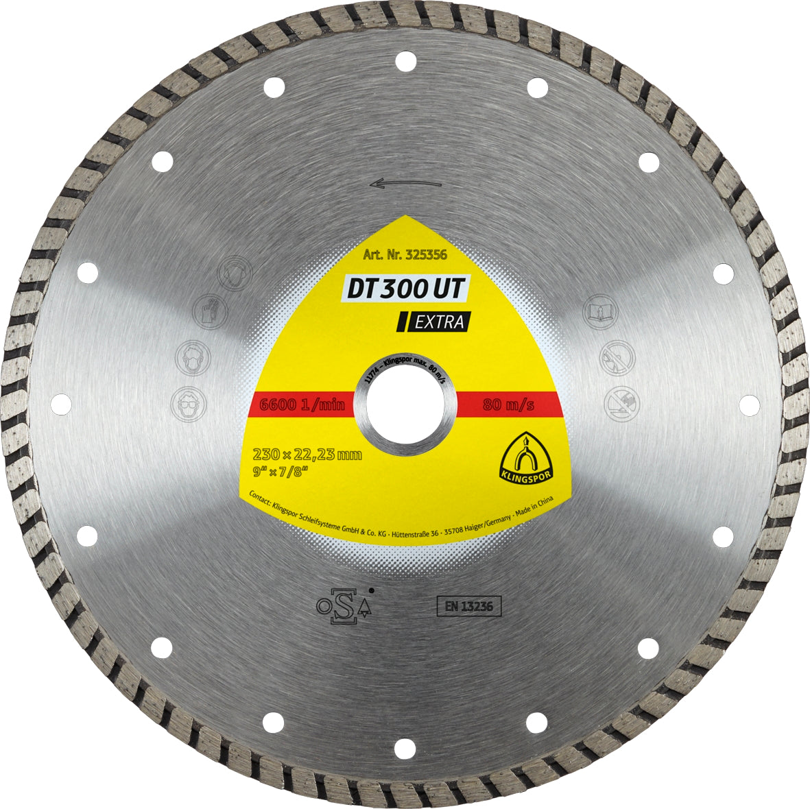 Klingspor 325356 - Diamond cutting blades for angle grinders DT300 Extra 9 Inch x 7/8 Inch - eGrimesDirect