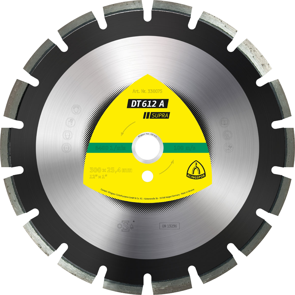 Klingspor 330079 - Large diamond cutting blade DT612 Supra 20 Inch x 1 Inch with 30 segments - eGrimesDirect