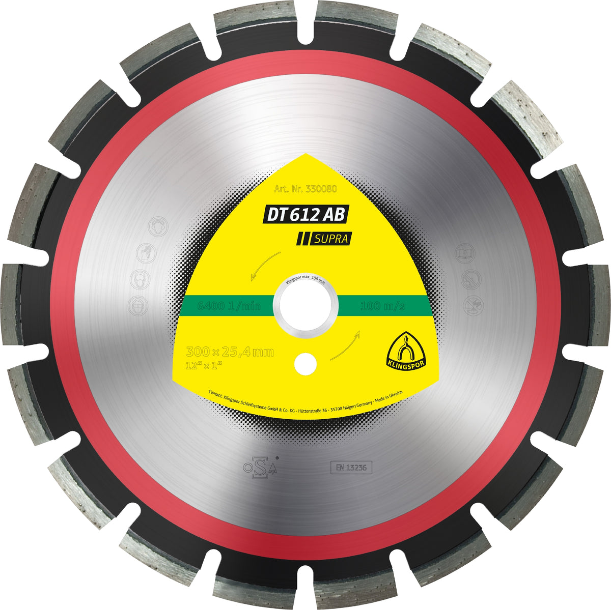 Klingspor 332345 - Large diamond cutting blade DT612 Supra 14 Inch x 3/4 Inch with 21 segments - eGrimesDirect